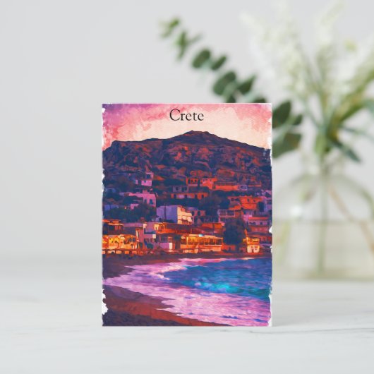 Kreta Griekenland Grieks eiland Waterverf schilder Briefkaart (Staand voorkant)