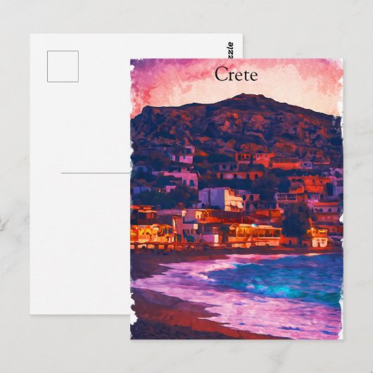 Kreta Griekenland Grieks eiland Waterverf schilder Briefkaart (Voorkant / Achterkant)