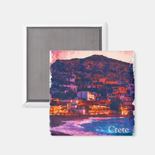 Kreta Griekenland Grieks eiland Waterverf schilder Magneet (Voorkant / Achterkant)
