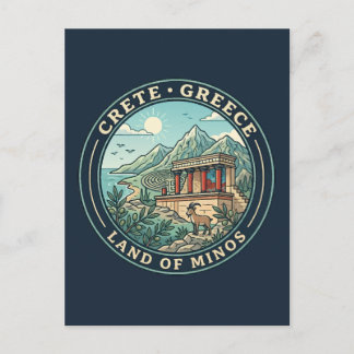Kreta Griekenland Illustratie Reis Kunst Badge Briefkaart