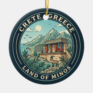 Kreta Griekenland Illustratie Reis Kunst Badge Keramisch Ornament
