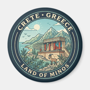 Kreta Griekenland Illustratie Reis Kunst Badge Magneet