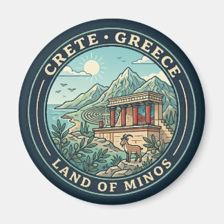 Kreta Griekenland Illustratie Reis Kunst Badge Magneet