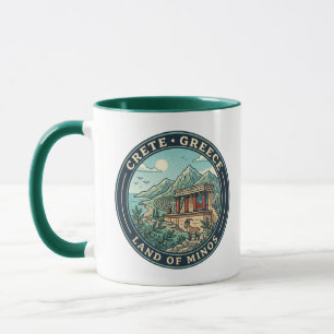 Kreta Griekenland Illustratie Reis Kunst Badge Mok