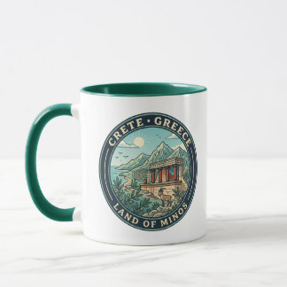 Kreta Griekenland Illustratie Reis Kunst Badge Mok