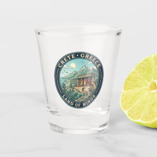 Kreta Griekenland Illustratie Reis Kunst Badge Shot Glas