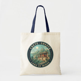 Kreta Griekenland Illustratie Reis Kunst Badge Tote Bag