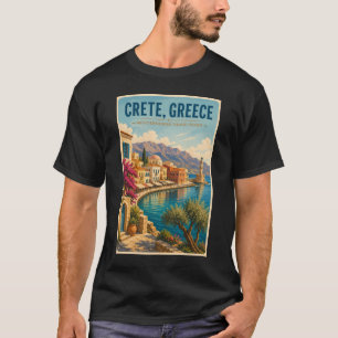 Kreta Griekenland Illustratie Reis Kunst Vintage T-shirt