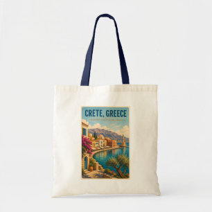 Kreta Griekenland Illustratie Reis Kunst Vintage Tote Bag
