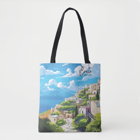 Kreta Griekenland  Kunst Reizen Illustratie Tote Bag (Voorkant)