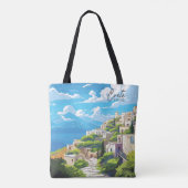 Kreta Griekenland  Kunst Reizen Illustratie Tote Bag (Achterkant)