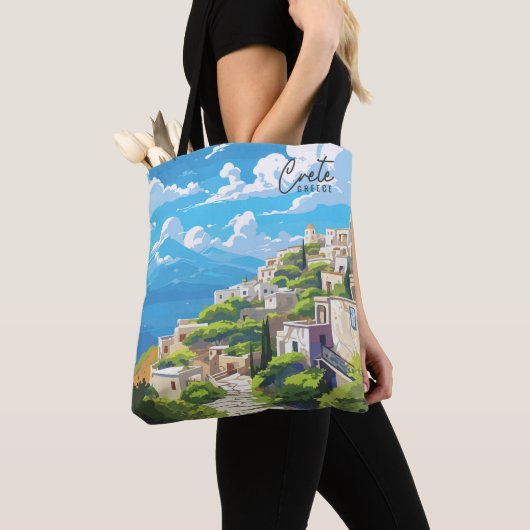 Kreta Griekenland  Kunst Reizen Illustratie Tote Bag (Dichtbij)