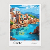 Kreta Griekenland Kunst Vintage Reizen Illustratie Briefkaart (Voorkant)