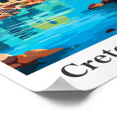 Kreta Griekenland Kunst Vintage Reizen Illustratie Poster (Hoek)