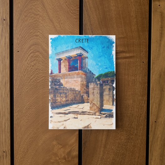 Kreta Griekenland Oude Tempel Waterverf Briefkaart
