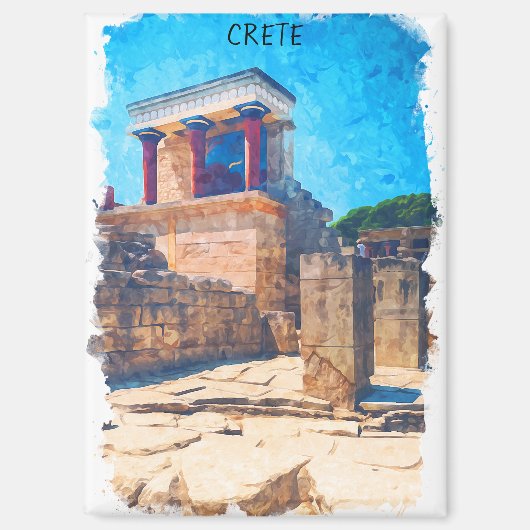 Kreta Griekenland Oude Tempel Waterverf Magneet (Voorkant)