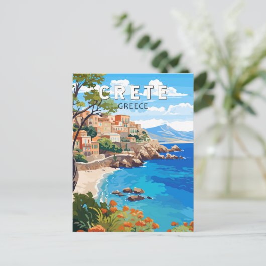 Kreta Griekenland Reizen Kunst Vintage Briefkaart (Staand voorkant)