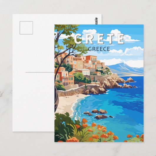 Kreta Griekenland Reizen Kunst Vintage Briefkaart (Voorkant / Achterkant)