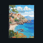 Kreta Griekenland Reizen Kunst Vintage Fleece Deken<br><div class="desc">Kreta retro vector reisontwerp. Kreta is het grootste eiland van Griekenland en het vijfde grootste van het mediterrane Zee.</div>