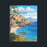 Kreta Griekenland Reizen Kunst Vintage Fleece Deken<br><div class="desc">Kreta retro vector reisontwerp. Kreta is het grootste eiland van Griekenland en het vijfde grootste van het mediterrane Zee.</div>