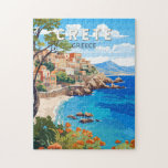 Kreta Griekenland Reizen Kunst Vintage Legpuzzel<br><div class="desc">Kreta retro vector reisontwerp. Kreta is het grootste eiland van Griekenland en het vijfde grootste van het mediterrane Zee.</div>