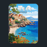 Kreta Griekenland Reizen Kunst Vintage Magneet<br><div class="desc">Kreta retro vector reisontwerp. Kreta is het grootste eiland van Griekenland en het vijfde grootste van het mediterrane Zee.</div>