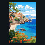 Kreta Griekenland Reizen Kunst Vintage Poster<br><div class="desc">Kreta retro vector reisontwerp. Kreta is het grootste eiland van Griekenland en het vijfde grootste van het mediterrane Zee.</div>