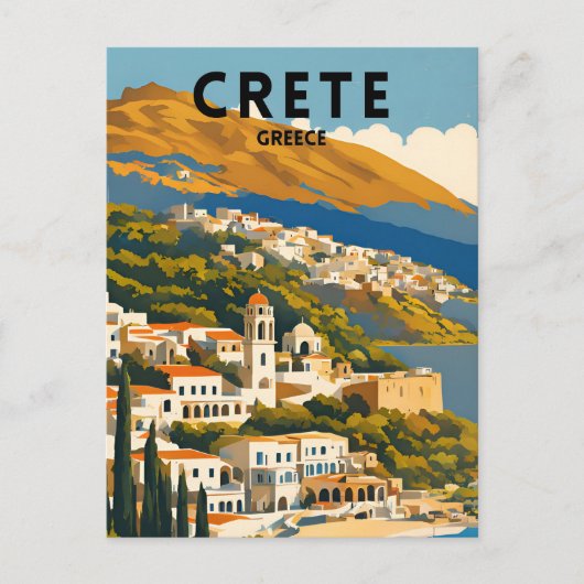 Kreta Griekenland Vintage Briefkaart (Voorkant)