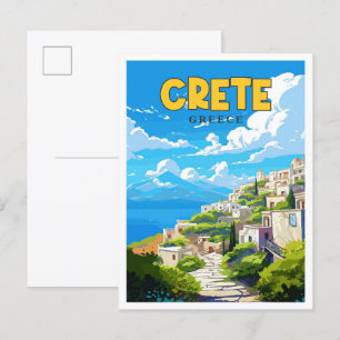 Kreta Griekenland vintage reisillustratie Briefkaart