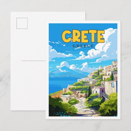 Kreta Griekenland vintage reisillustratie Briefkaart (Voorkant / Achterkant)