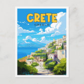 Kreta Griekenland vintage reisillustratie Briefkaart (Voorkant)