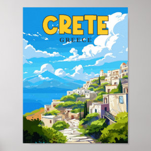 Kreta Griekenland vintage reisillustratie Poster