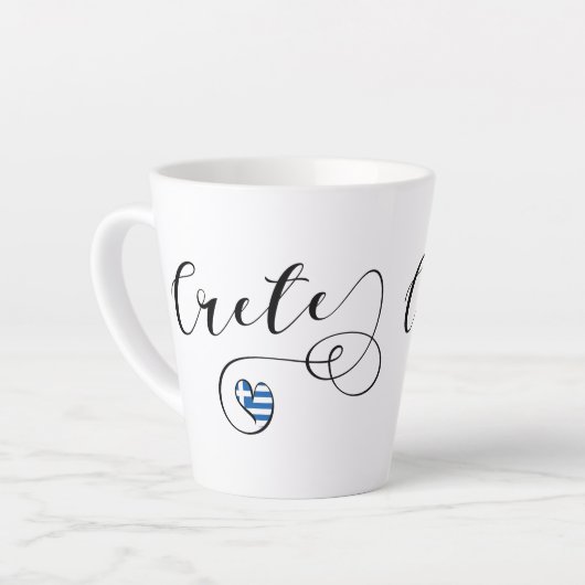 Kreta Heart Flag, Griekenland, Kreta Latte Mok (Linkerhoek)