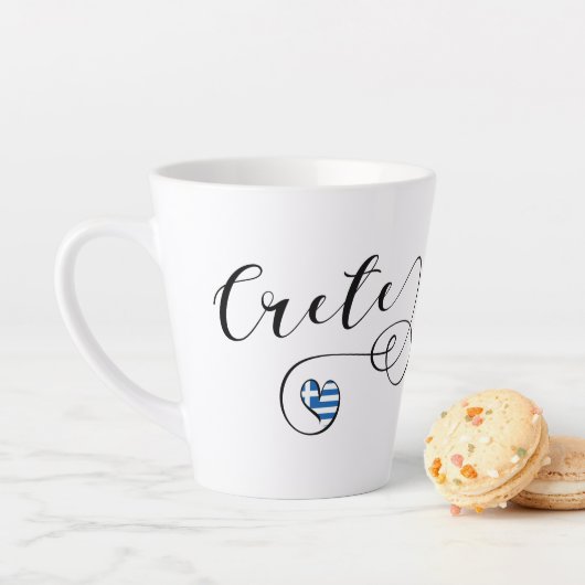 Kreta Heart Flag, Griekenland, Kreta Latte Mok (In situ)