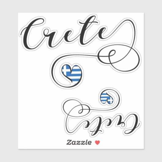 Kreta Heart Flag, Griekenland, Kreta Sticker (Vel)