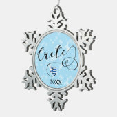 Kreta Heart Flag, Griekenland, Kreta Tin Sneeuwvlok Ornament (Rechts)