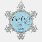 Kreta Heart Flag, Griekenland, Kreta Tin Sneeuwvlok Ornament (Voorkant)