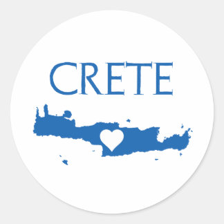 Kreta Kaart Blauw en Wit Ronde Sticker
