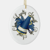 Kreukblauw en goudkwaliteit Fotoversiering Keramisch Ornament (Rechts)