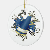 Kreukblauw en goudkwaliteit Fotoversiering Keramisch Ornament (Links)