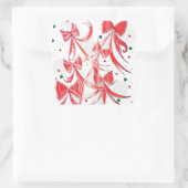 Kreukbonnetpatroon voor kerstsnoepjes vierkante sticker (Tas)