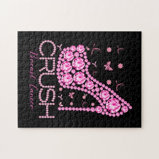 Kreukborst Borstkanker Bewustmakersrol Roze lint Legpuzzel (Horizontaal)