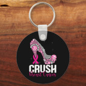 Kreukborst Borstkanker Bewustmakersrol Roze lint Sleutelhanger (Voorkant)