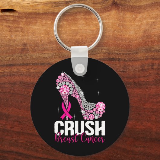 Kreukborst Borstkanker Bewustmakersrol Roze lint Sleutelhanger (Voorkant)
