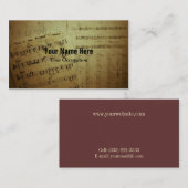 Kreukelmuziekbladen Visitekaartje (Voorkant / Achterkant)