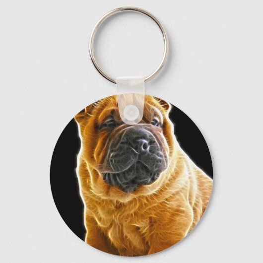 Kreuken, de Chinese Shar Pei Puppy Dog Sleutelhanger (Voorkant)