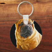 Kreuken, de Chinese Shar Pei Puppy Dog Sleutelhanger (Voorkant)