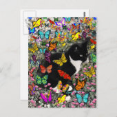 Kreuken in Butterflies - Tux Kitty Cat Briefkaart (Voorkant / Achterkant)