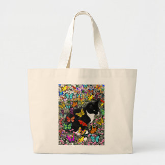 Kreuken in Butterflies - Tux Kitty Cat Grote Tote Bag