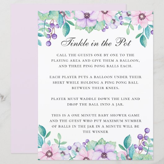 Kreuken in de pot. Paars baby shower (Voorkant / Achterkant)